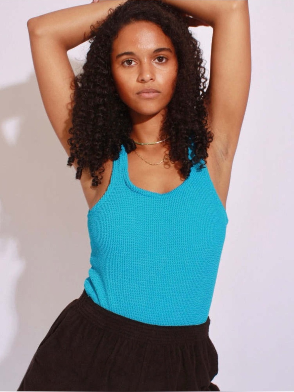 Araminta James The Lolita Crinkle Top in Azure Blue